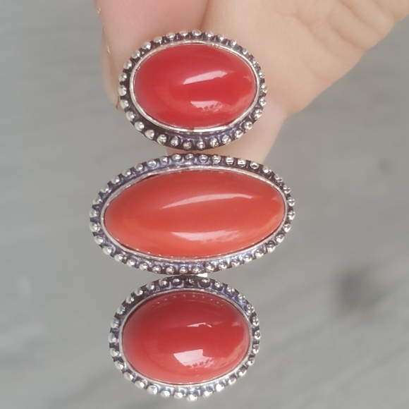 New Coral Double 925 Silver Knuckle Ring. - Picture 9 of 14